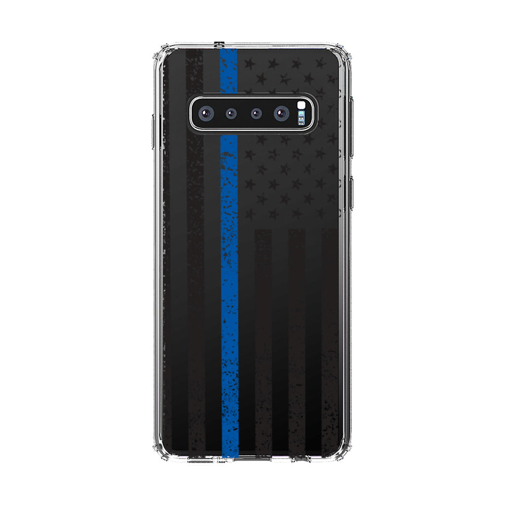 Weathered Thin Blue Line US Flag Clear Shockproof iPhone Case, view 16