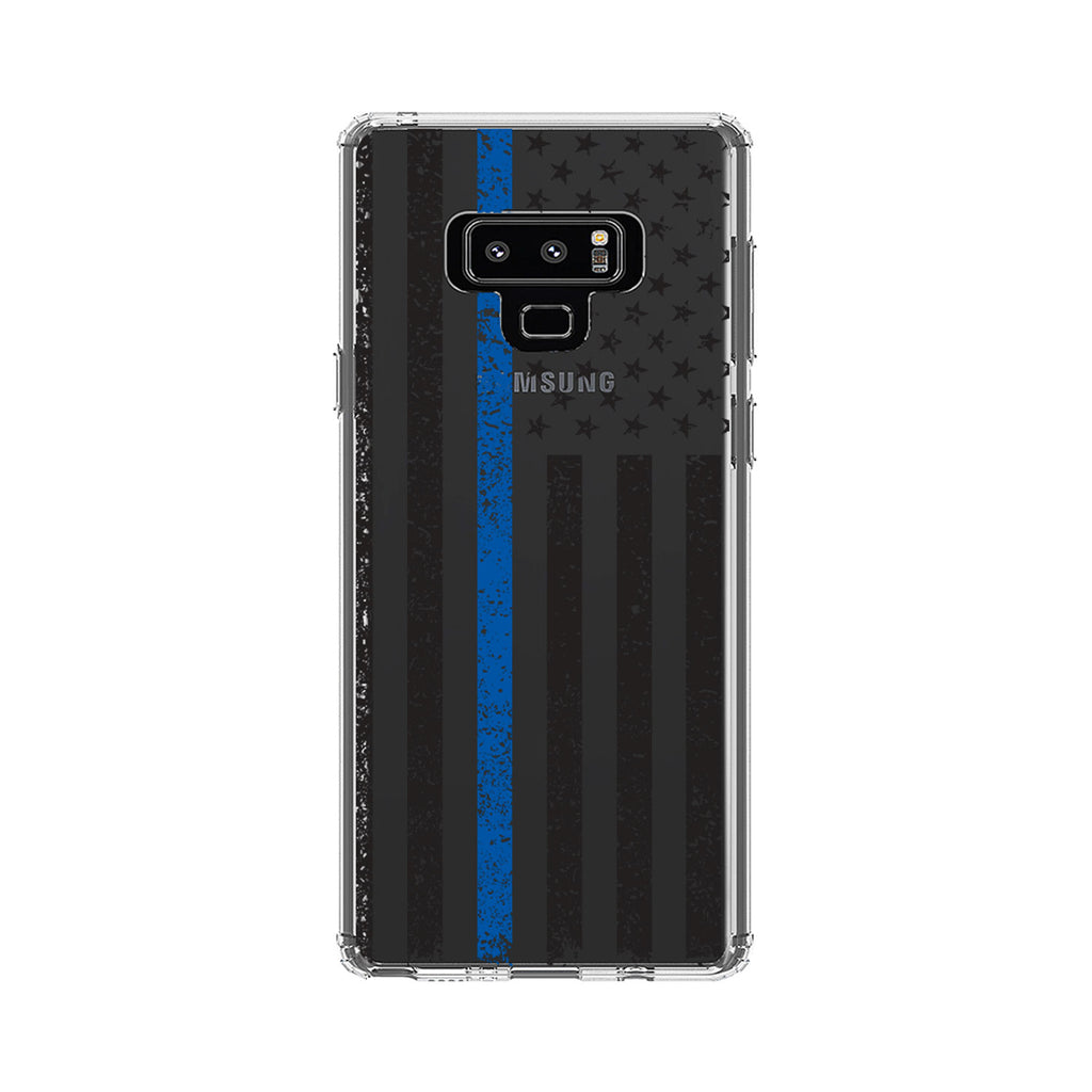 Weathered Thin Blue Line US Flag Clear Shockproof iPhone Case, view 10