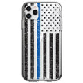 Weathered Thin Blue Line US Flag Clear Shockproof iPhone Case