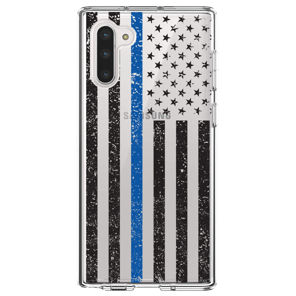Weathered Thin Blue Line US Flag Clear Shockproof iPhone Case, view 8