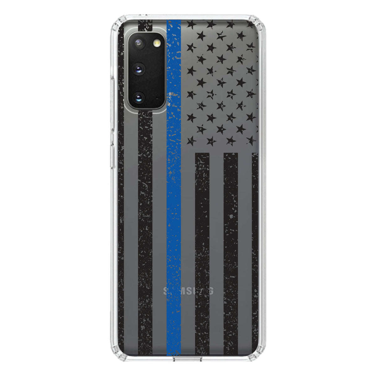 Weathered Thin Blue Line US Flag Clear Shockproof iPhone Case, view 13
