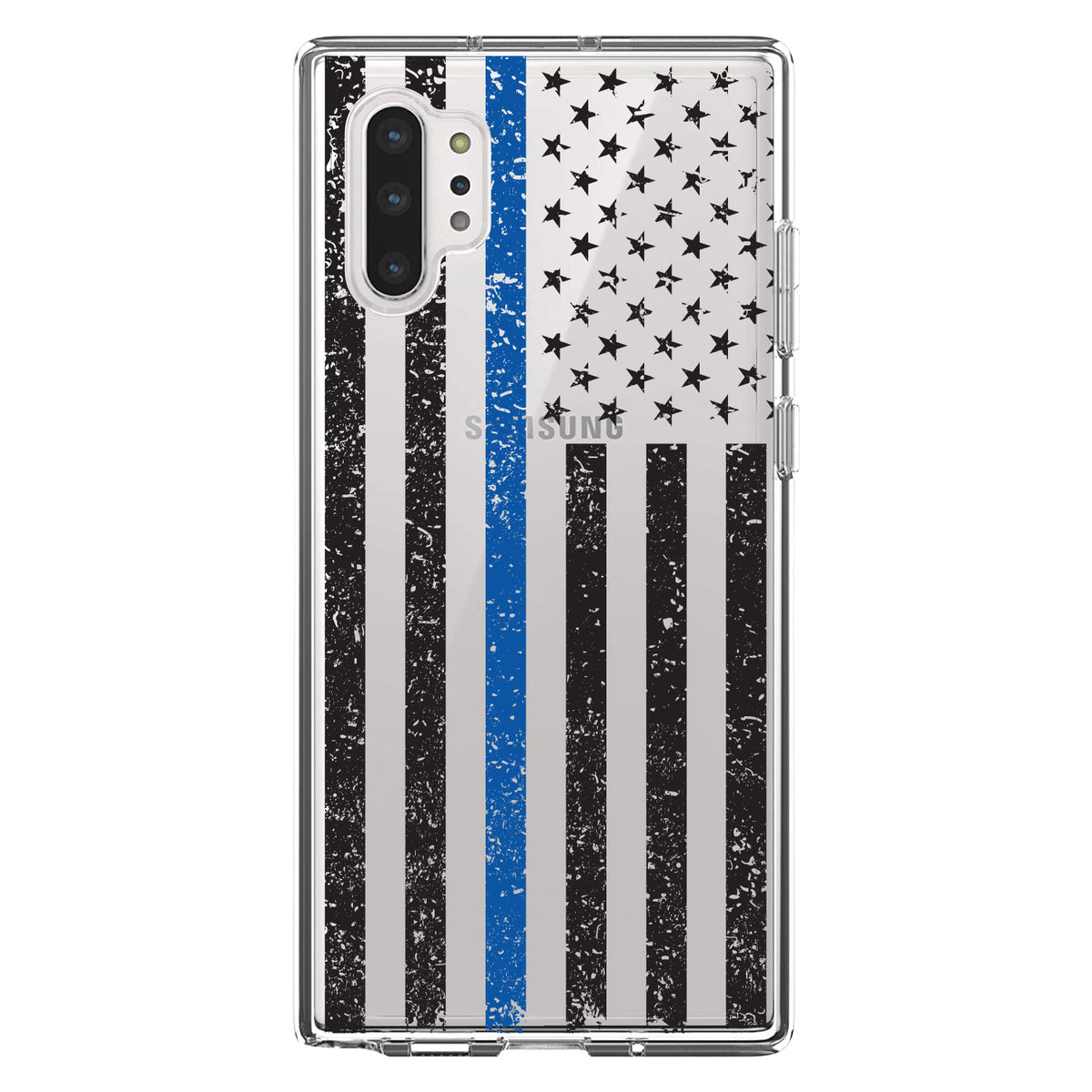 Weathered Thin Blue Line US Flag Clear Shockproof iPhone Case, view 9
