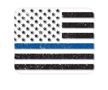 DistinctInk Custom Foam Rubber Mouse Pad - 1/4" Thick - Weathered Thin Blue Line US Flag