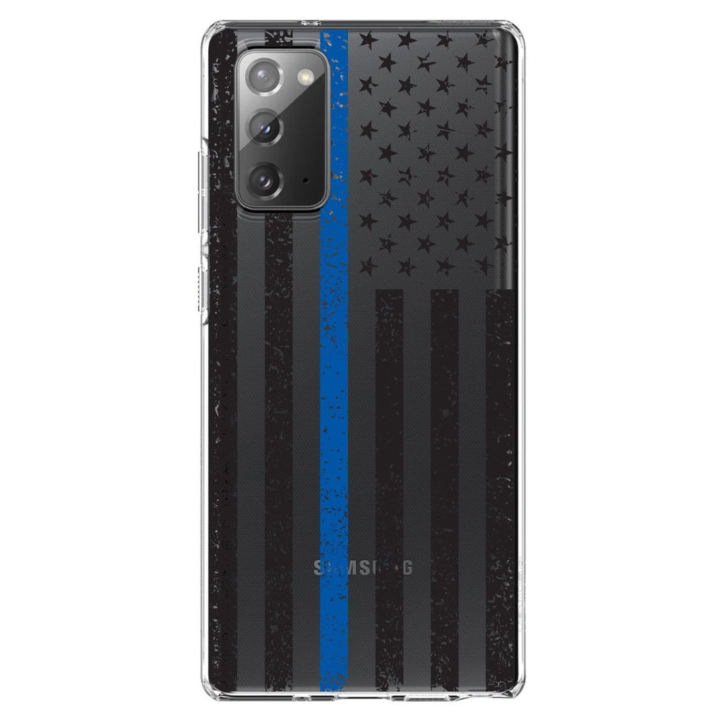 Weathered Thin Blue Line US Flag Clear Shockproof iPhone Case, view 6