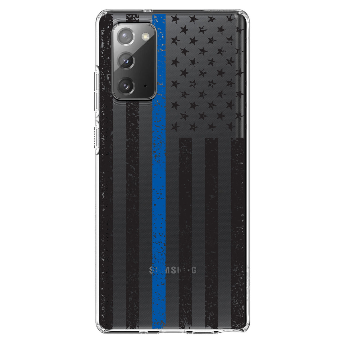 Weathered Thin Blue Line US Flag Clear Shockproof iPhone Case, view 6