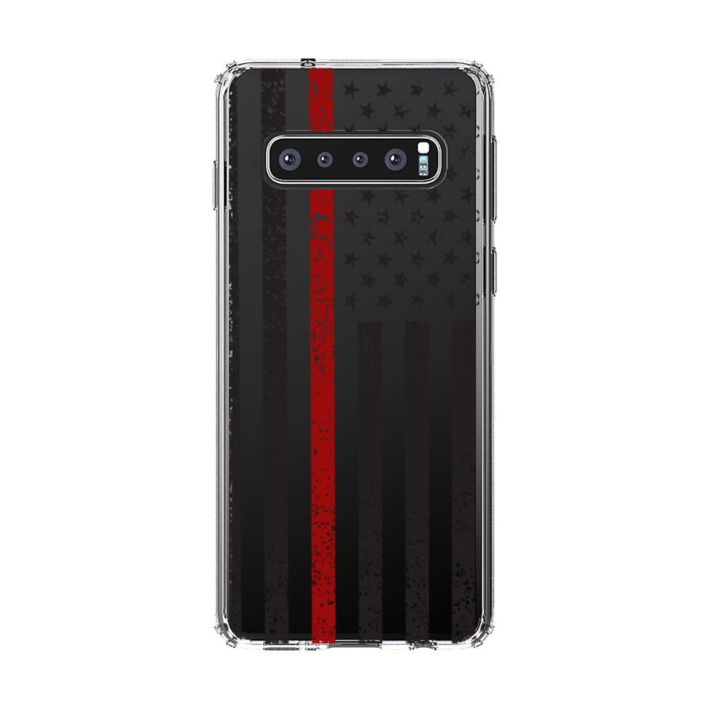 Weathered Thin Red Line US Flag Clear Shockproof iPhone Case, view 15