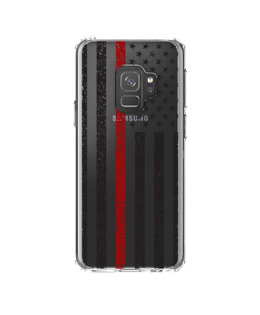 Weathered Thin Red Line US Flag Clear Shockproof iPhone Case, view 18
