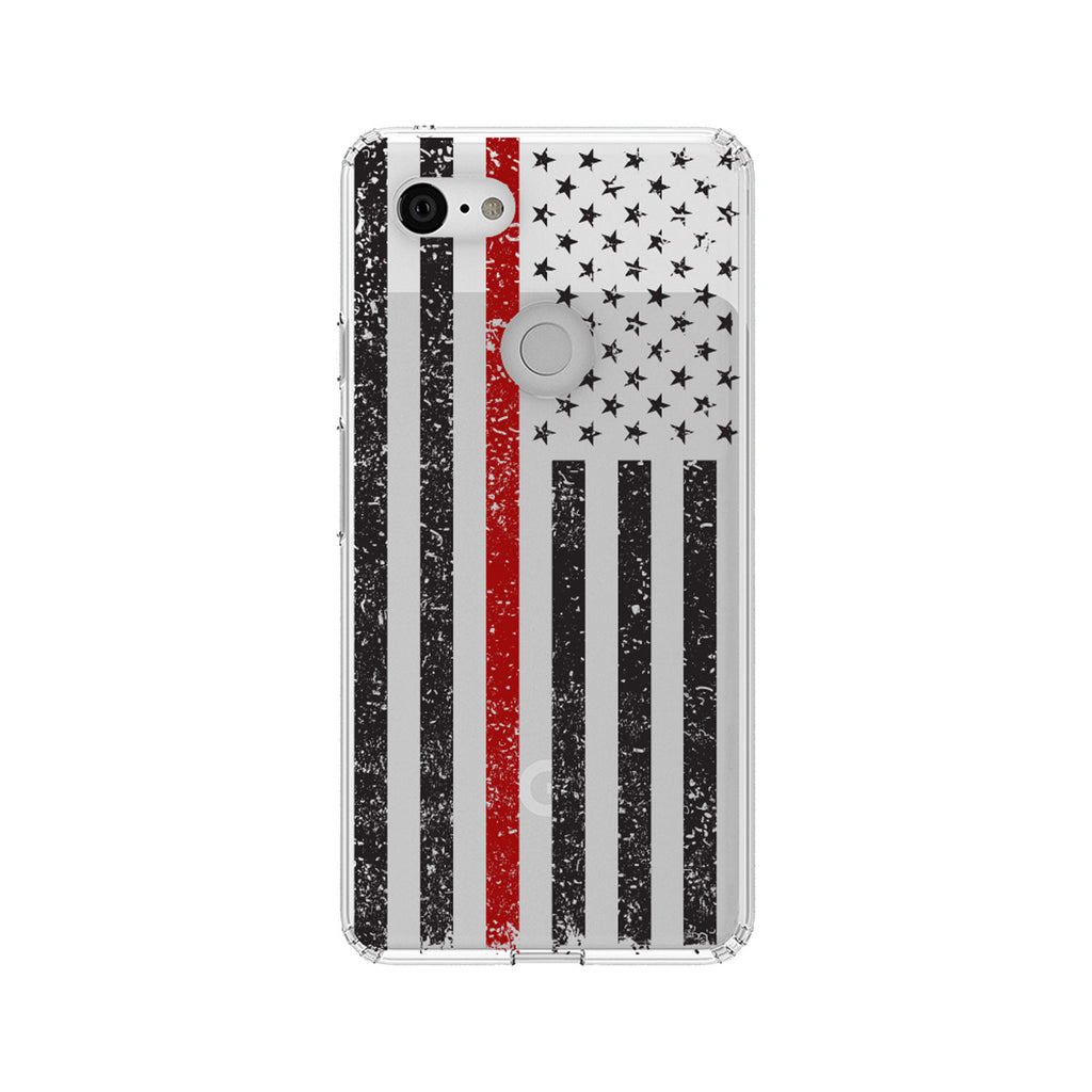 Weathered Thin Red Line US Flag Clear Shockproof iPhone Case, view 21