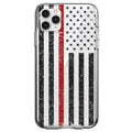 Weathered Thin Red Line US Flag Clear Shockproof iPhone Case