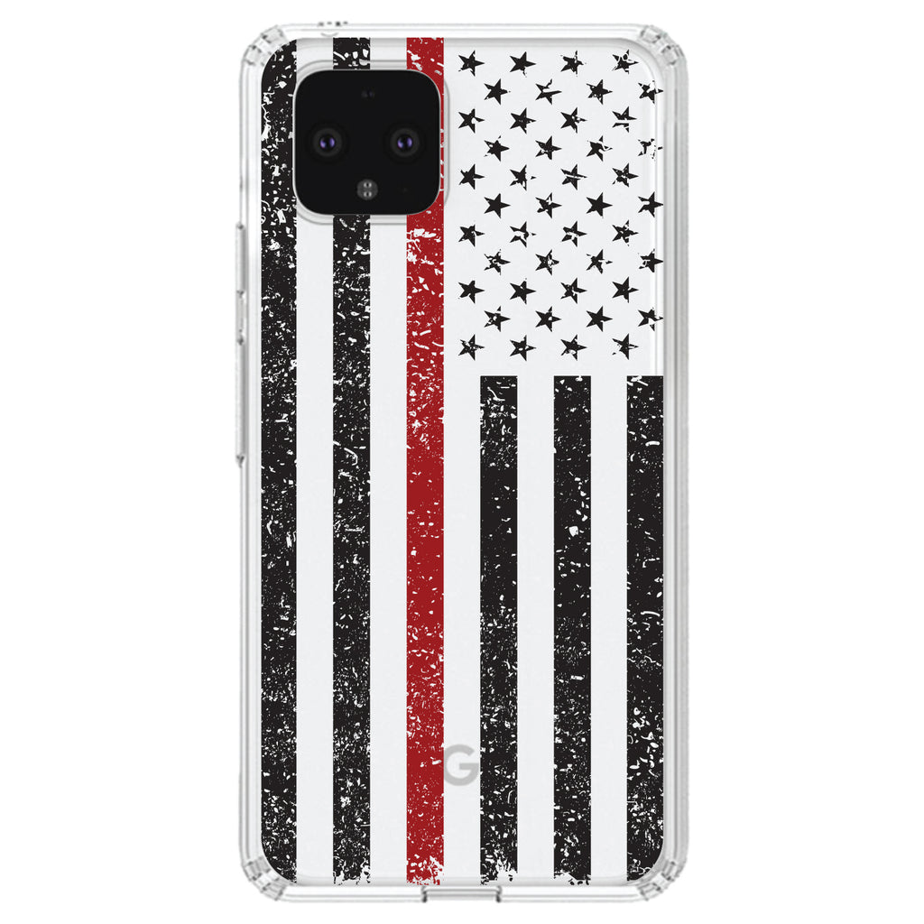 Weathered Thin Red Line US Flag Clear Shockproof iPhone Case, view 23