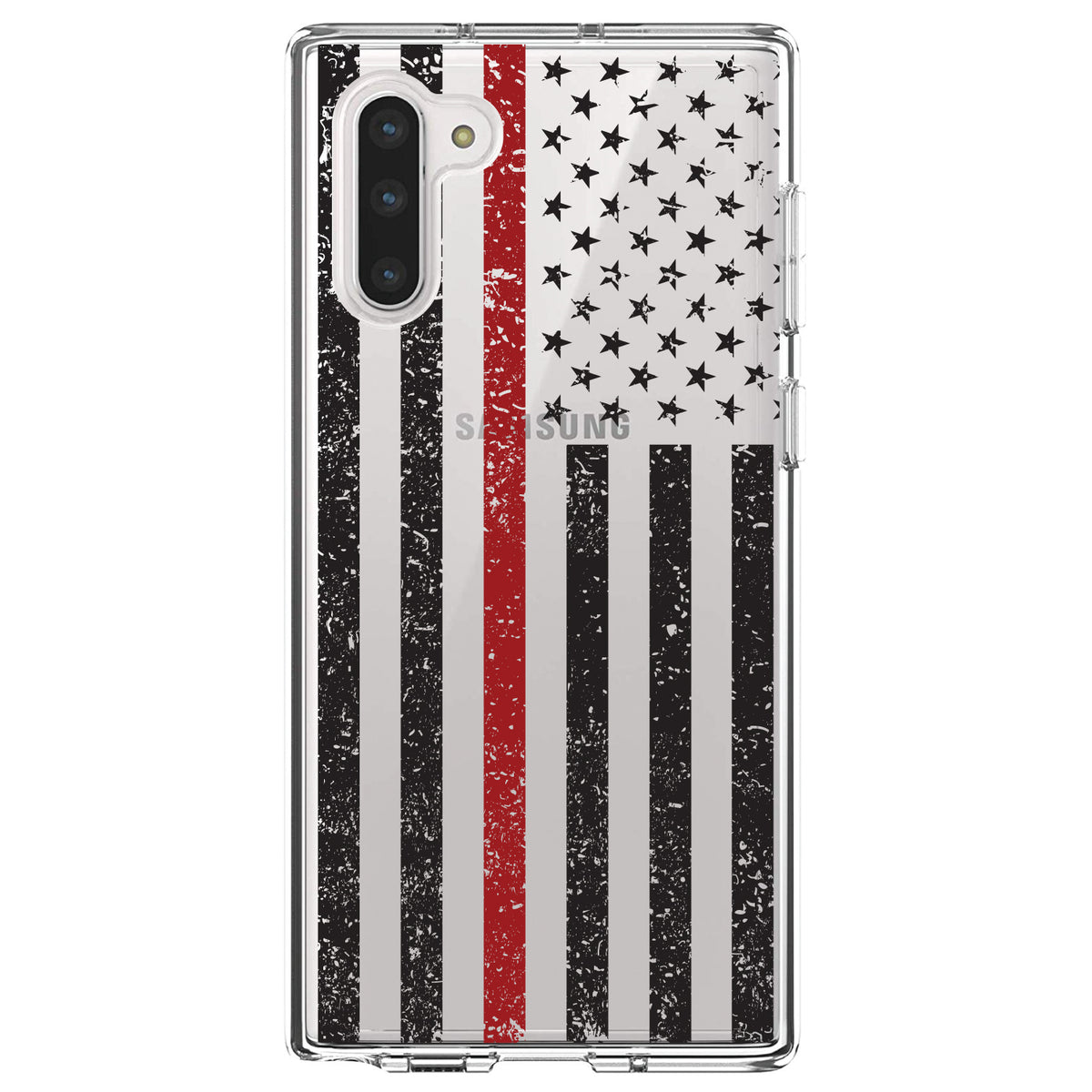 Weathered Thin Red Line US Flag Clear Shockproof iPhone Case, view 8