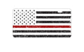 Custom Aluminum Decorative Vanity Front License Plate - Weathered Thin Red Line US Flag