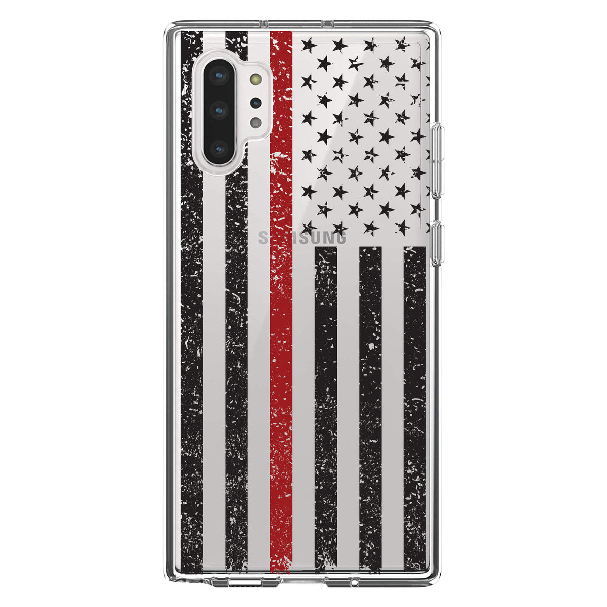 Weathered Thin Red Line US Flag Clear Shockproof iPhone Case, view 9