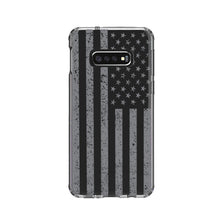 DistinctInk® Clear Shockproof Hybrid Case for Apple iPhone / Samsung Galaxy / Google Pixel - Weathered Gray US Flag