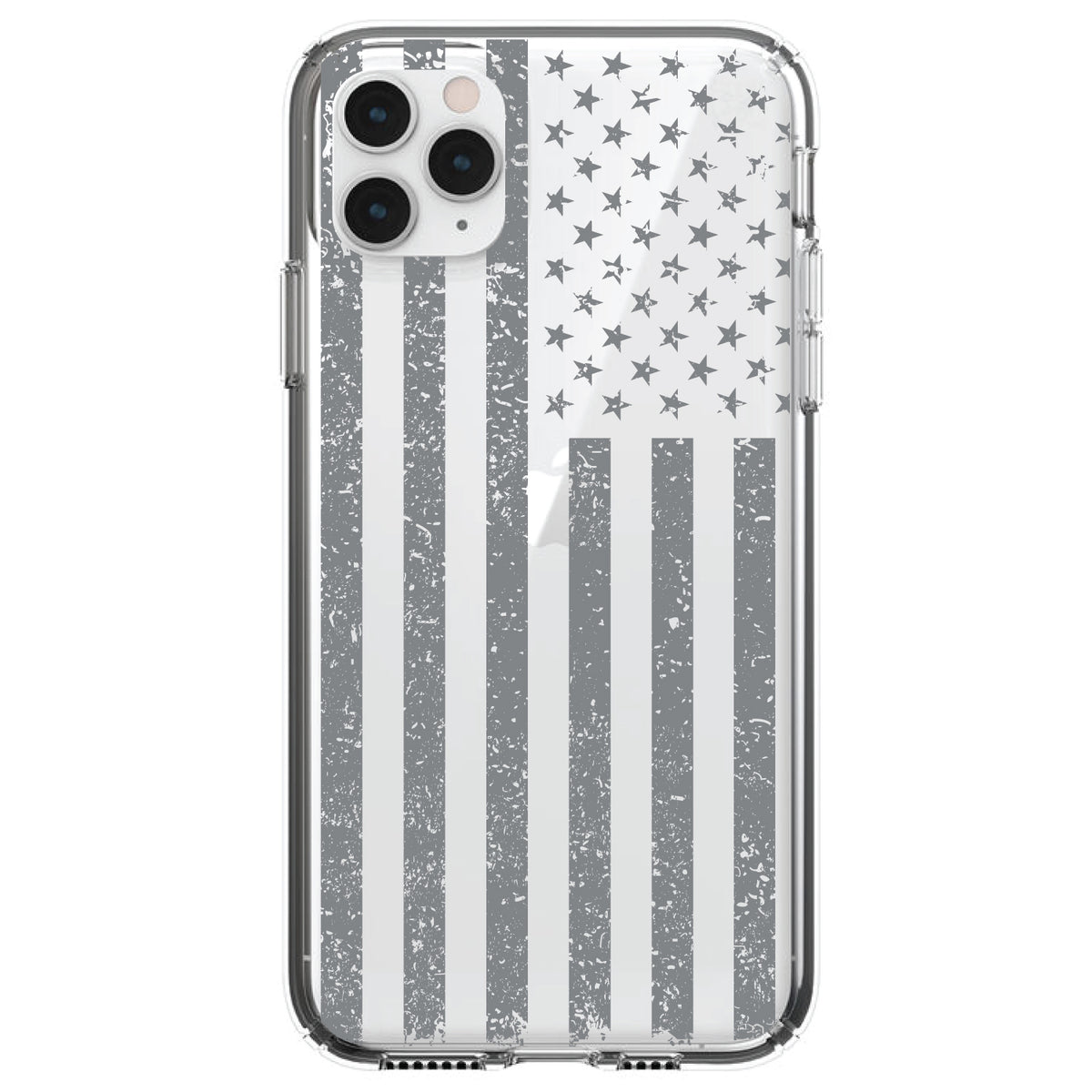 Weathered Gray US Flag Clear Shockproof iPhone Case