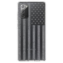 DistinctInk® Clear Shockproof Hybrid Case for Apple iPhone / Samsung Galaxy / Google Pixel - Weathered Gray US Flag