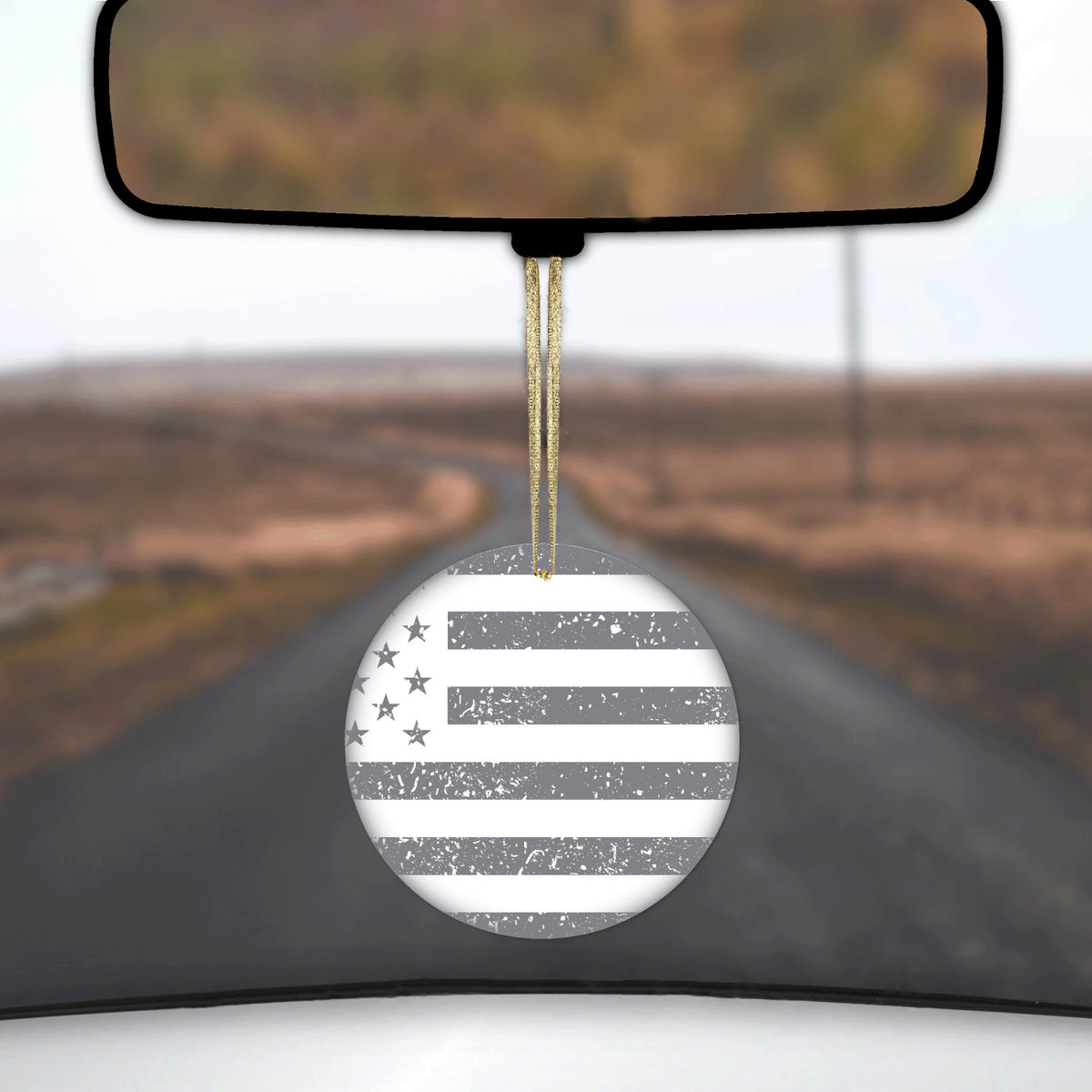Weathered Gray US Flag Ceramic Ornament, view 3