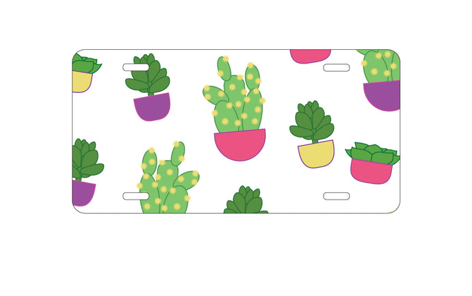 DistinctInk Custom Aluminum Decorative Vanity Front License Plate - Succulents / Cacti