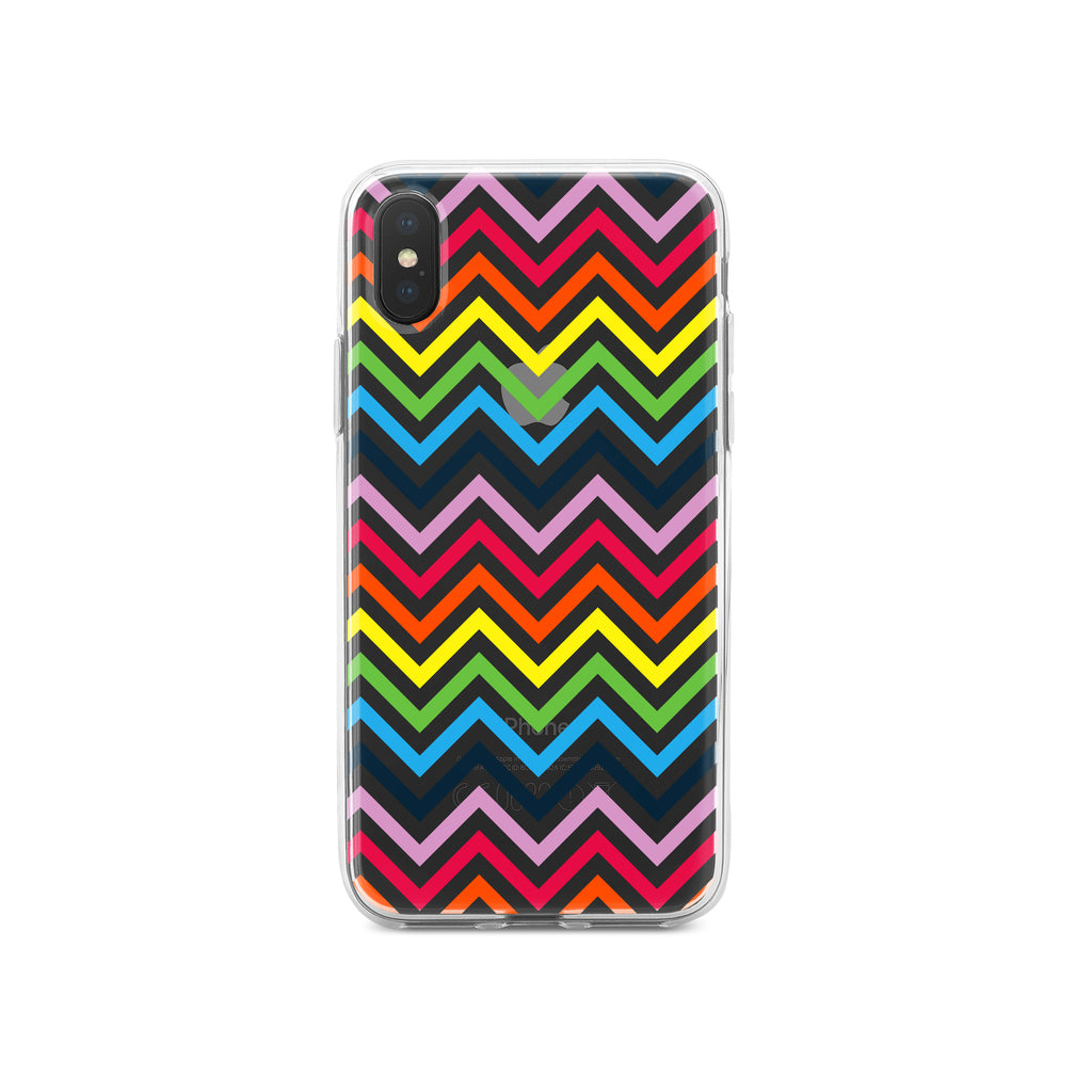 Rainbow Chevron Clear Shockproof iPhone Case, view 4