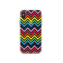 DistinctInk® Clear Shockproof Hybrid Case for Apple iPhone / Samsung Galaxy / Google Pixel - Rainbow Chevron
