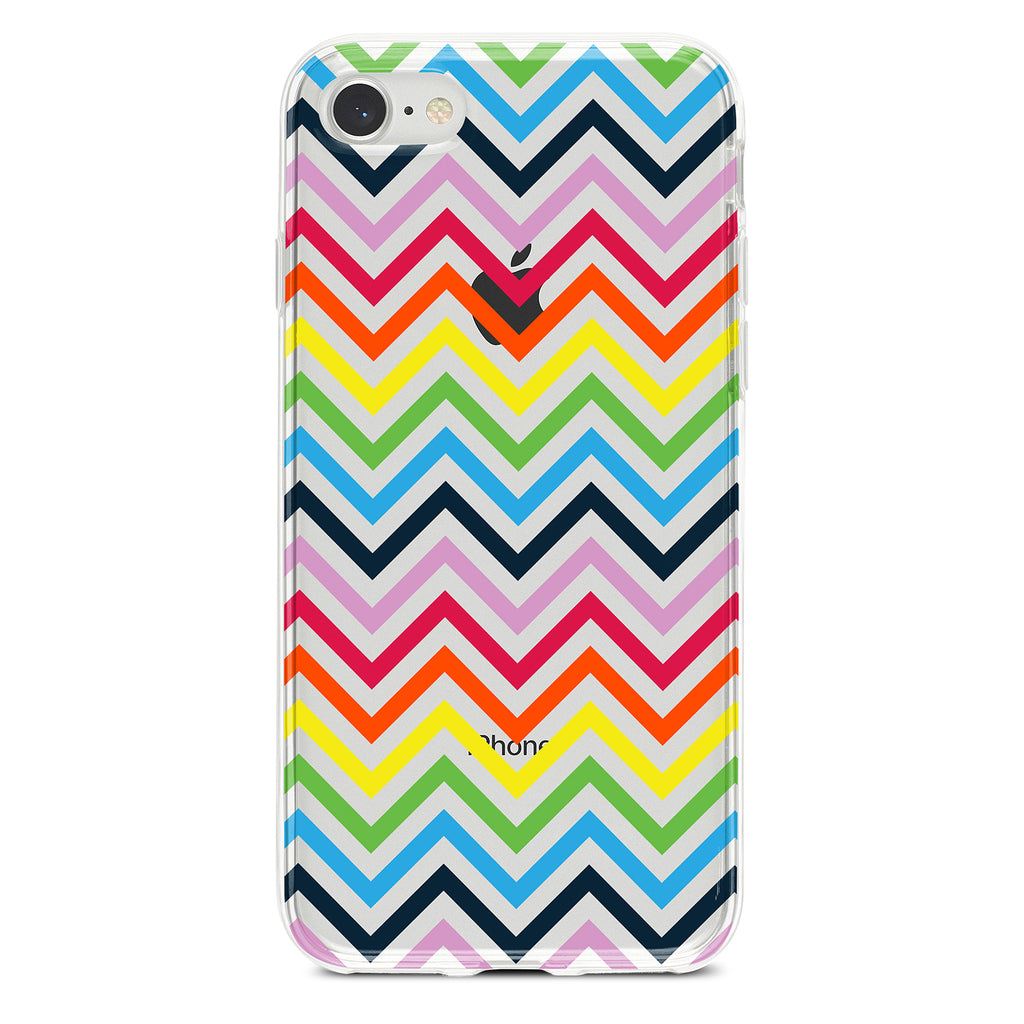 Rainbow Chevron Clear Shockproof iPhone Case, view 5