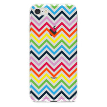 DistinctInk® Clear Shockproof Hybrid Case for Apple iPhone / Samsung Galaxy / Google Pixel - Rainbow Chevron