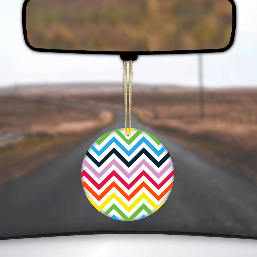 Rainbow Chevron Ceramic Ornament, view 3