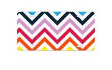 DistinctInk Custom Aluminum Decorative Vanity Front License Plate - Rainbow Chevron