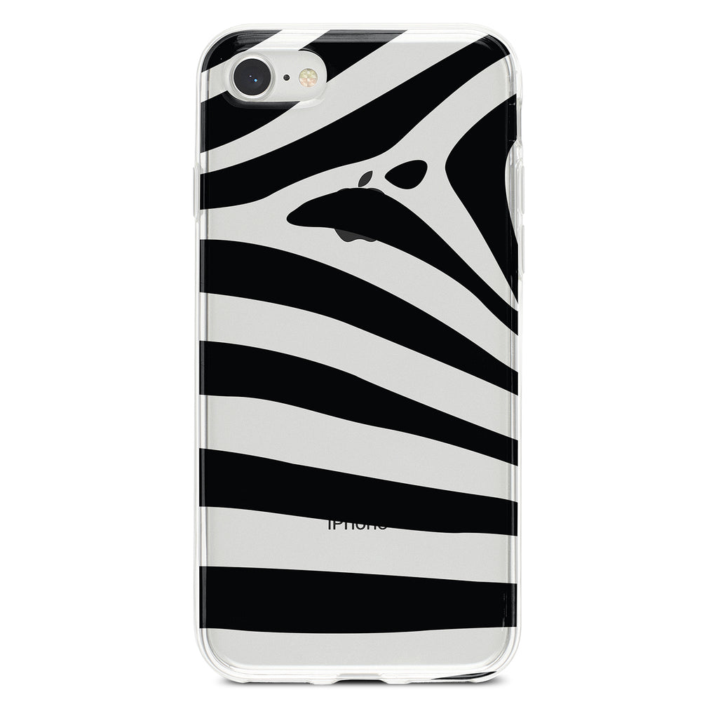 Black & Clear Zebra Stripes Clear Shockproof iPhone Case, view 5