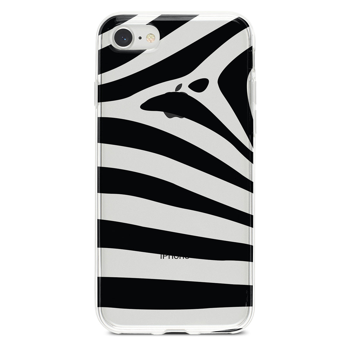 Black & Clear Zebra Stripes Clear Shockproof iPhone Case, view 5