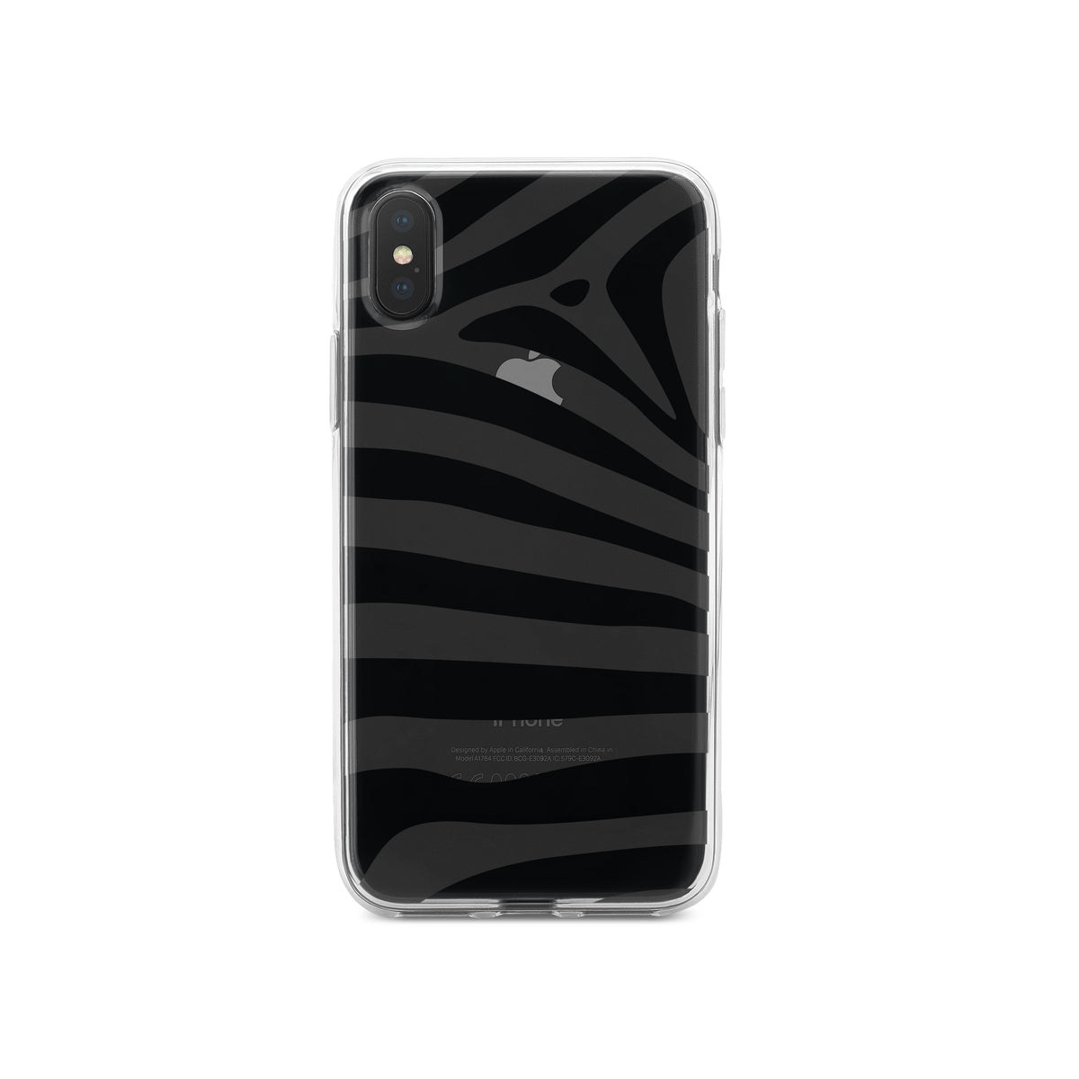 Black & Clear Zebra Stripes Clear Shockproof iPhone Case, view 3