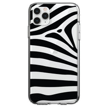 DistinctInk® Clear Shockproof Hybrid Case for Apple iPhone / Samsung Galaxy / Google Pixel - Black & Clear Zebra Stripes
