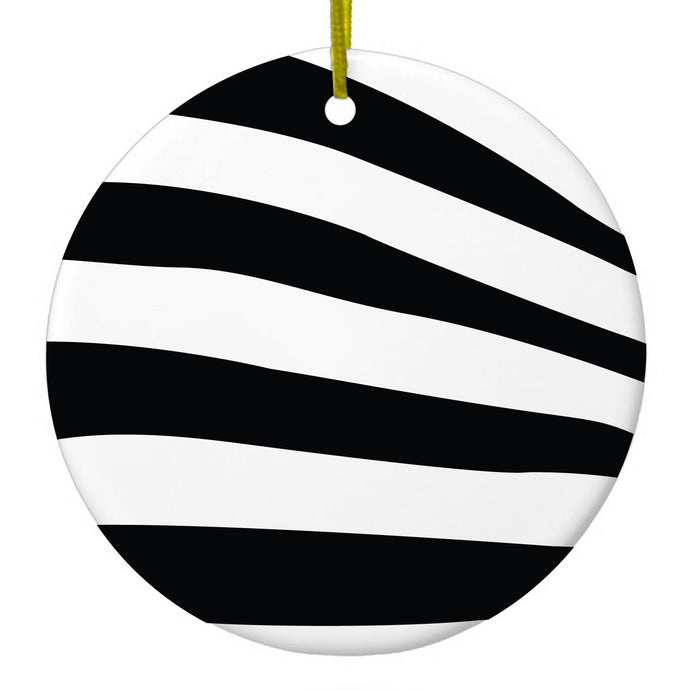 Black & Clear Zebra Stripes Ceramic Ornament