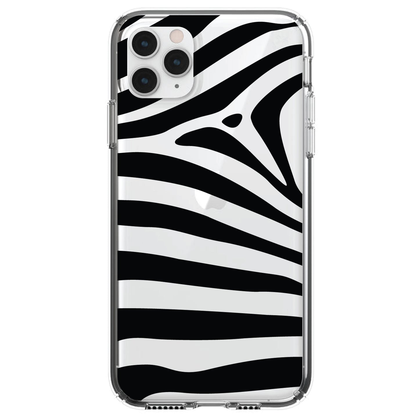 DistinctInk® Clear Shockproof Hybrid Case for Apple iPhone / Samsung Galaxy / Google Pixel - Black & Clear Zebra Stripes