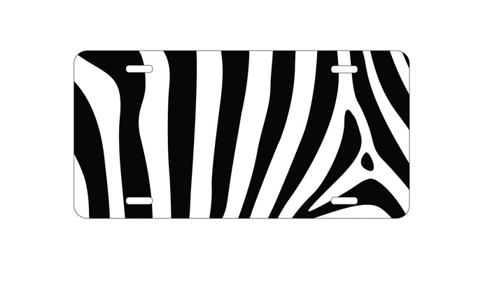 DistinctInk Custom Aluminum Decorative Vanity Front License Plate - Black & Clear Zebra Stripes