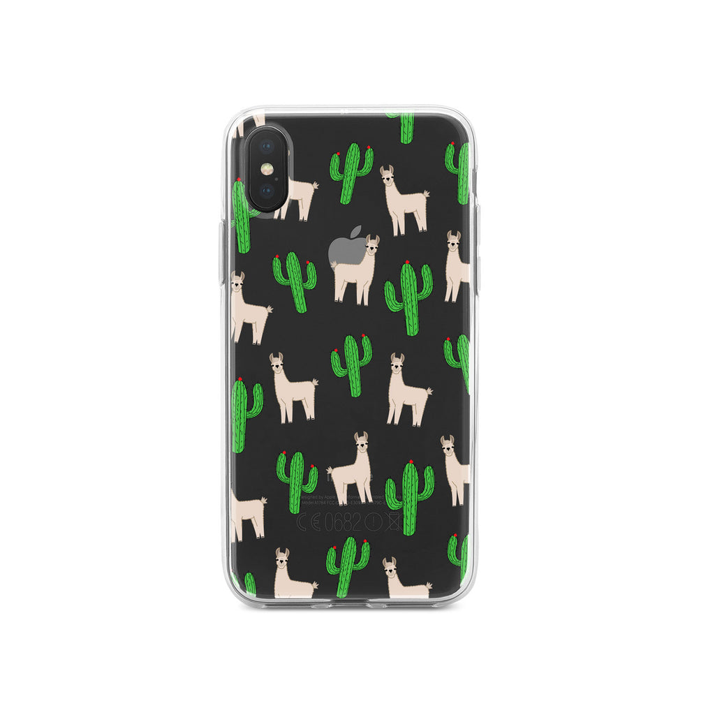 Llamas and Cacti Cactus Clear Shockproof iPhone Case, view 4