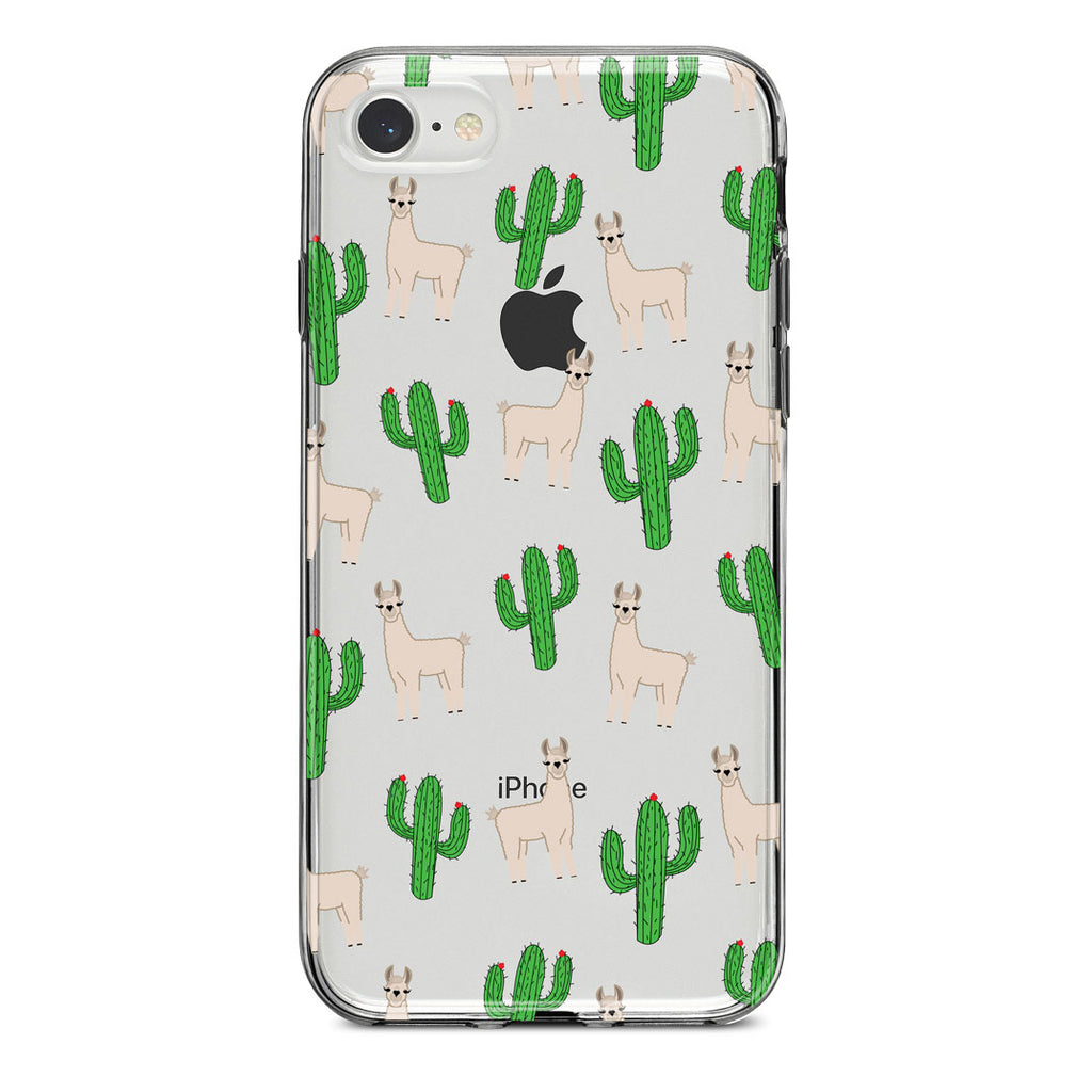 Llamas and Cacti Cactus Clear Shockproof iPhone Case, view 5