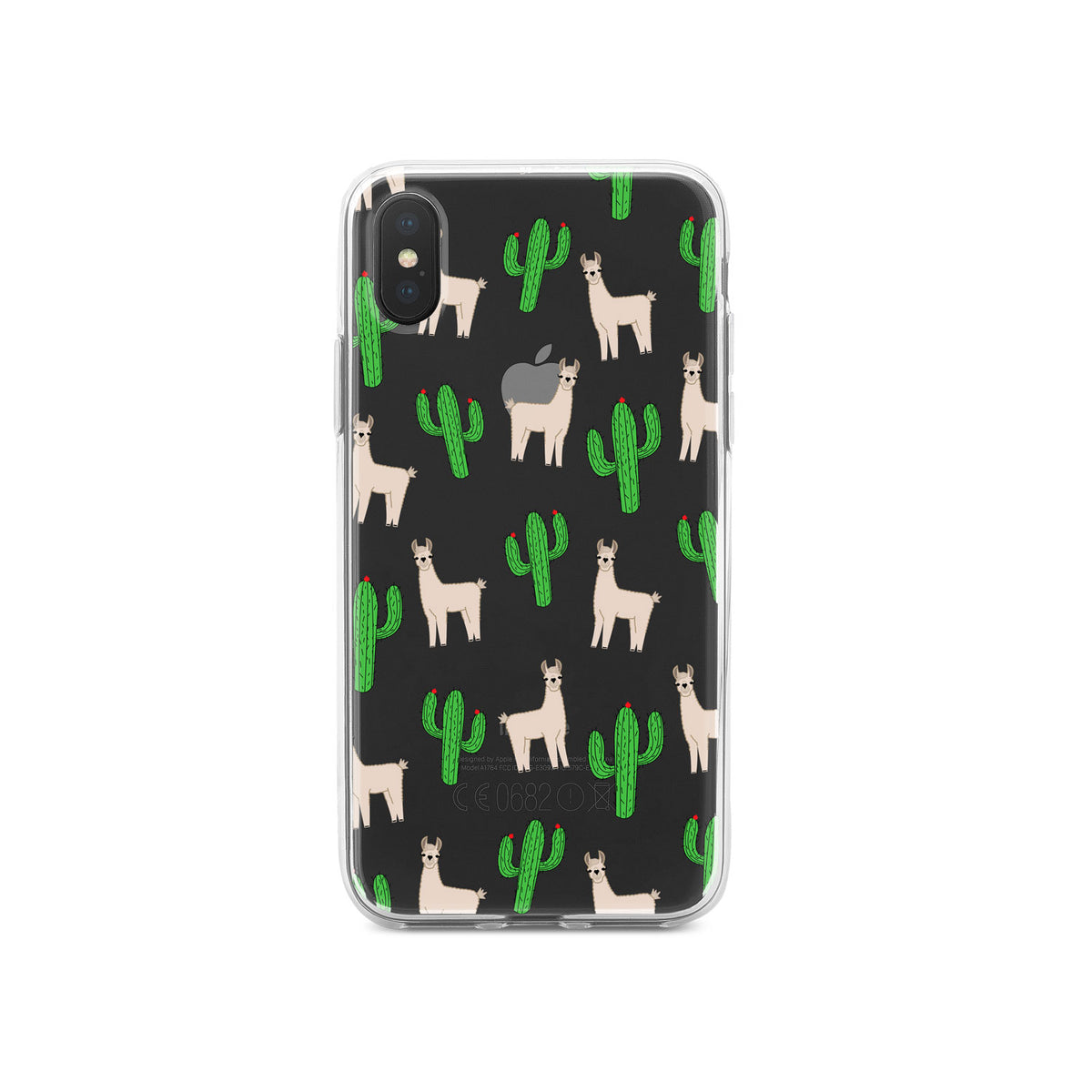 Llamas and Cacti Cactus Clear Shockproof iPhone Case, view 3