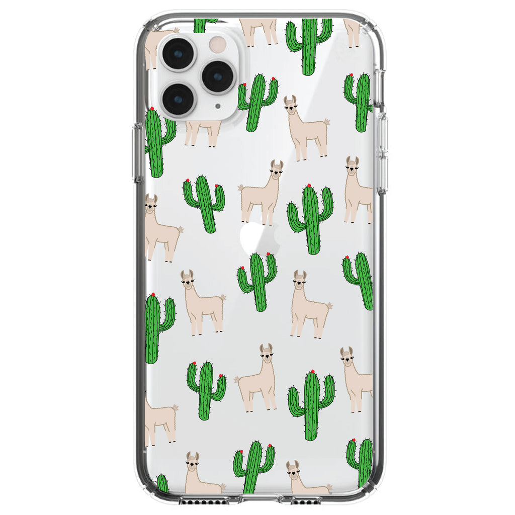 Llamas and Cacti Cactus Clear Shockproof iPhone Case