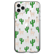 DistinctInk® Clear Shockproof Hybrid Case for Apple iPhone / Samsung Galaxy / Google Pixel - Llamas and Cacti Cactus