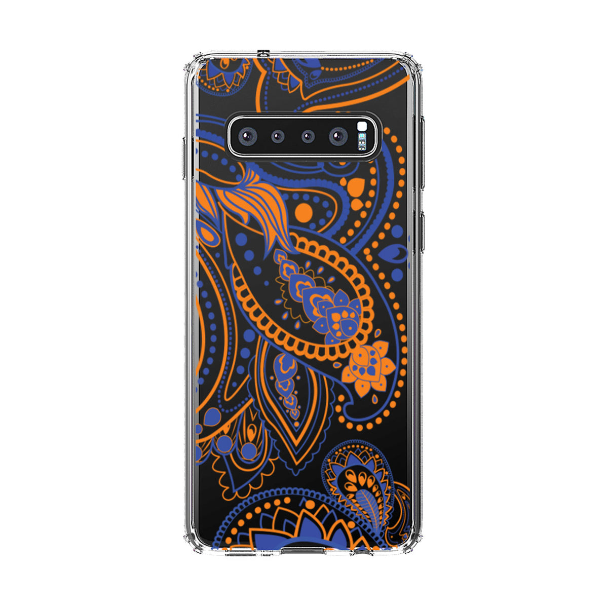 Orange and Blue Paisley Clear Shockproof iPhone Case, view 16