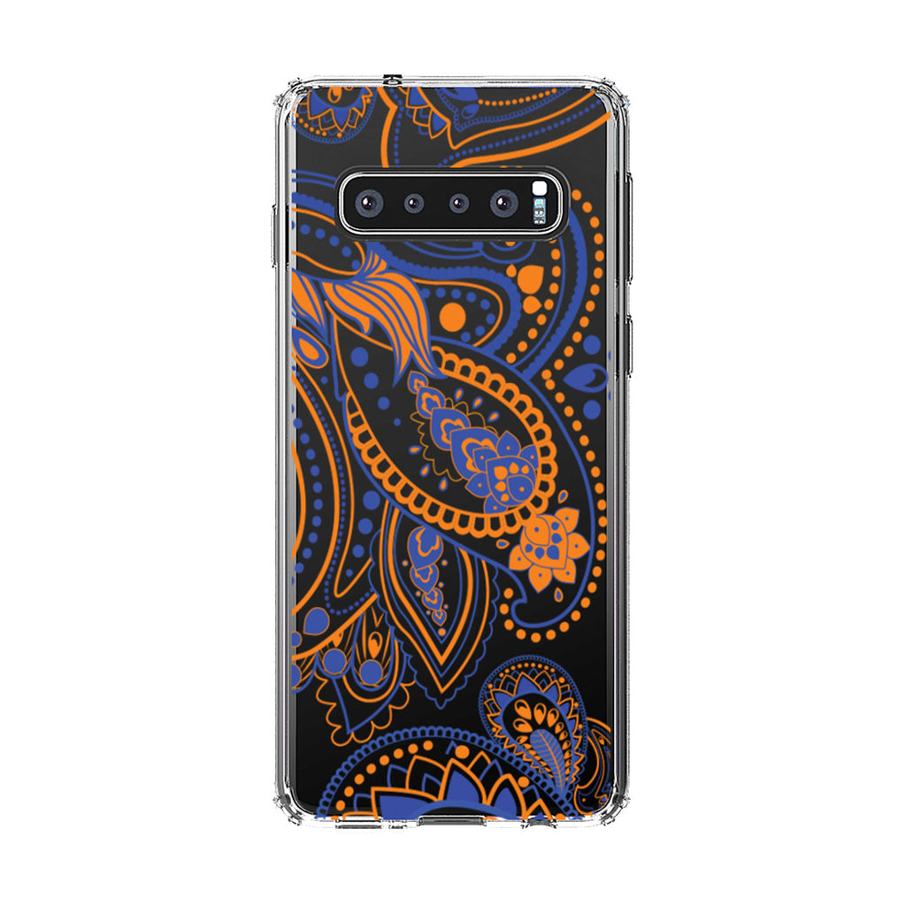 Orange and Blue Paisley Clear Shockproof iPhone Case, view 17