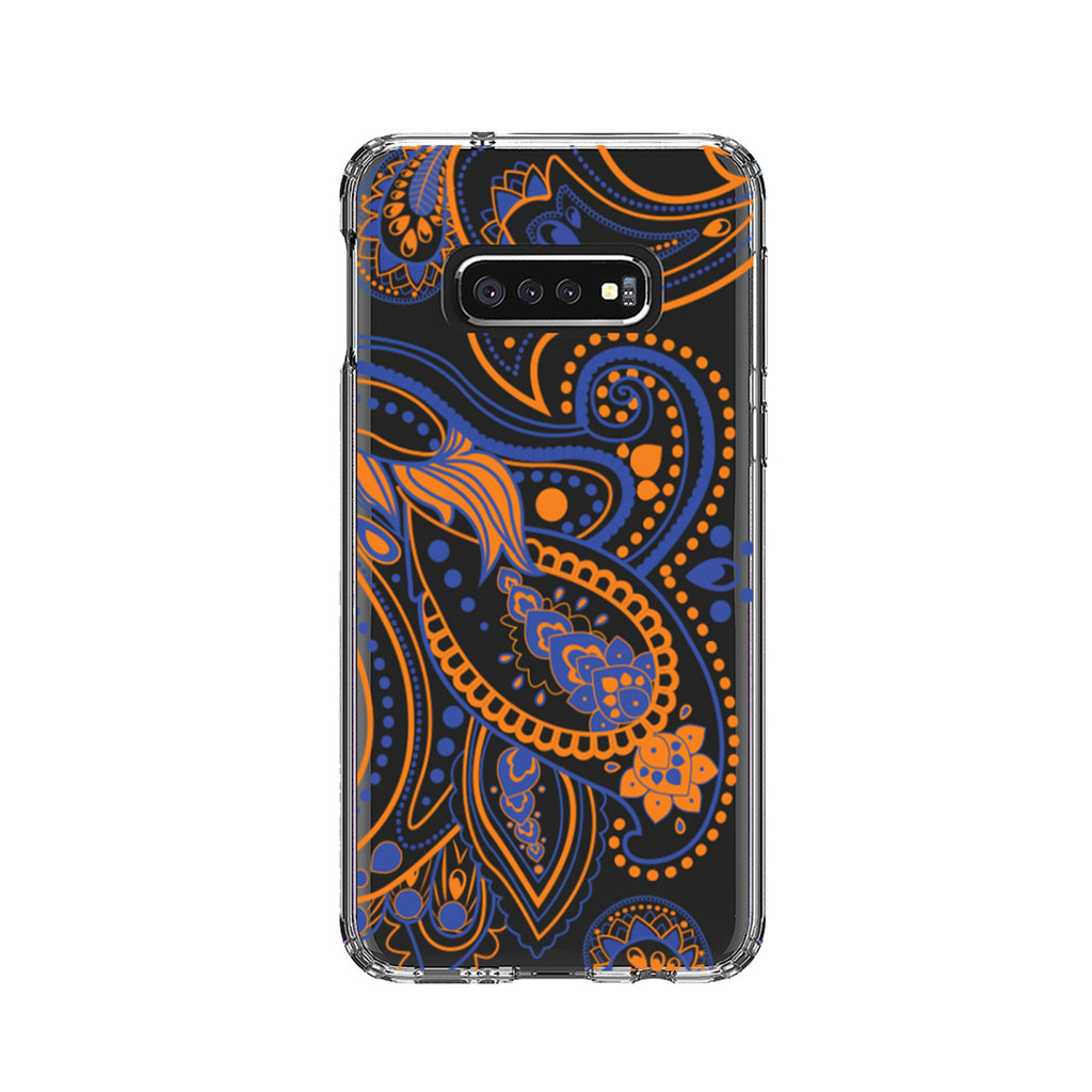 Orange and Blue Paisley Clear Shockproof iPhone Case, view 18