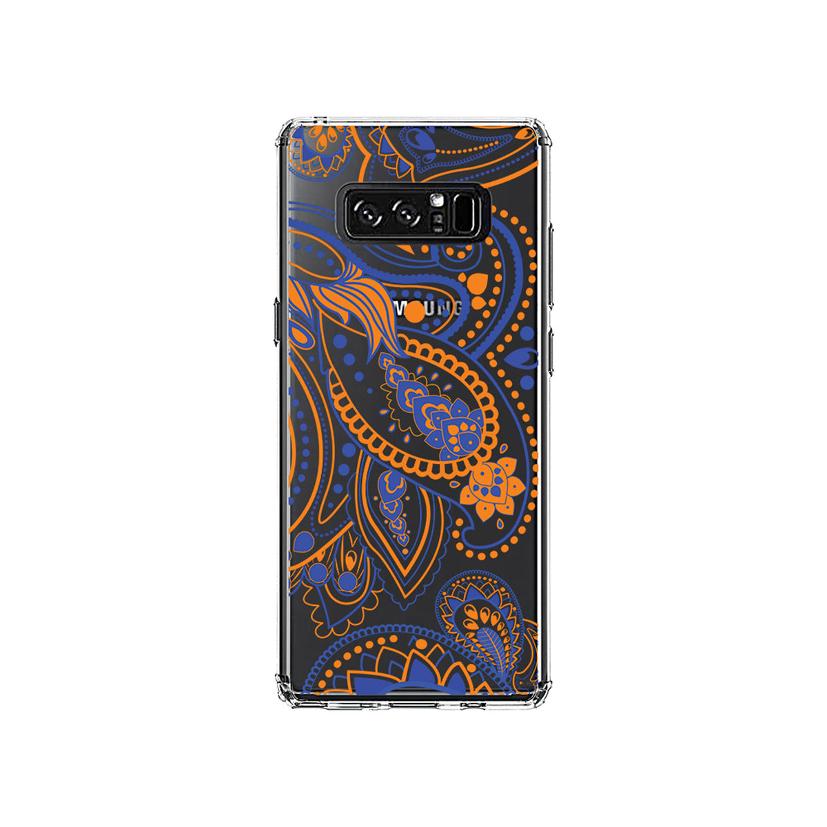Orange and Blue Paisley Clear Shockproof iPhone Case, view 12