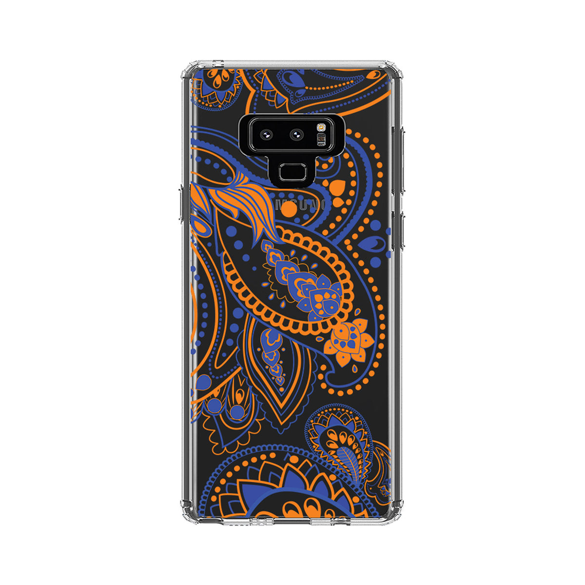 Orange and Blue Paisley Clear Shockproof iPhone Case, view 11
