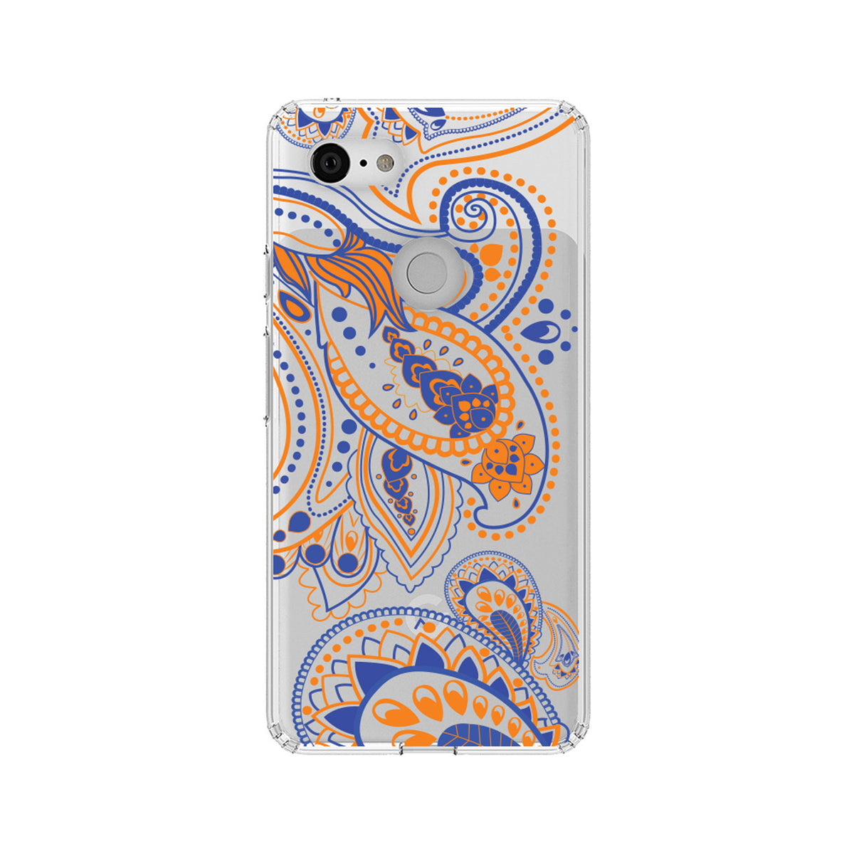Orange and Blue Paisley Clear Shockproof iPhone Case, view 21
