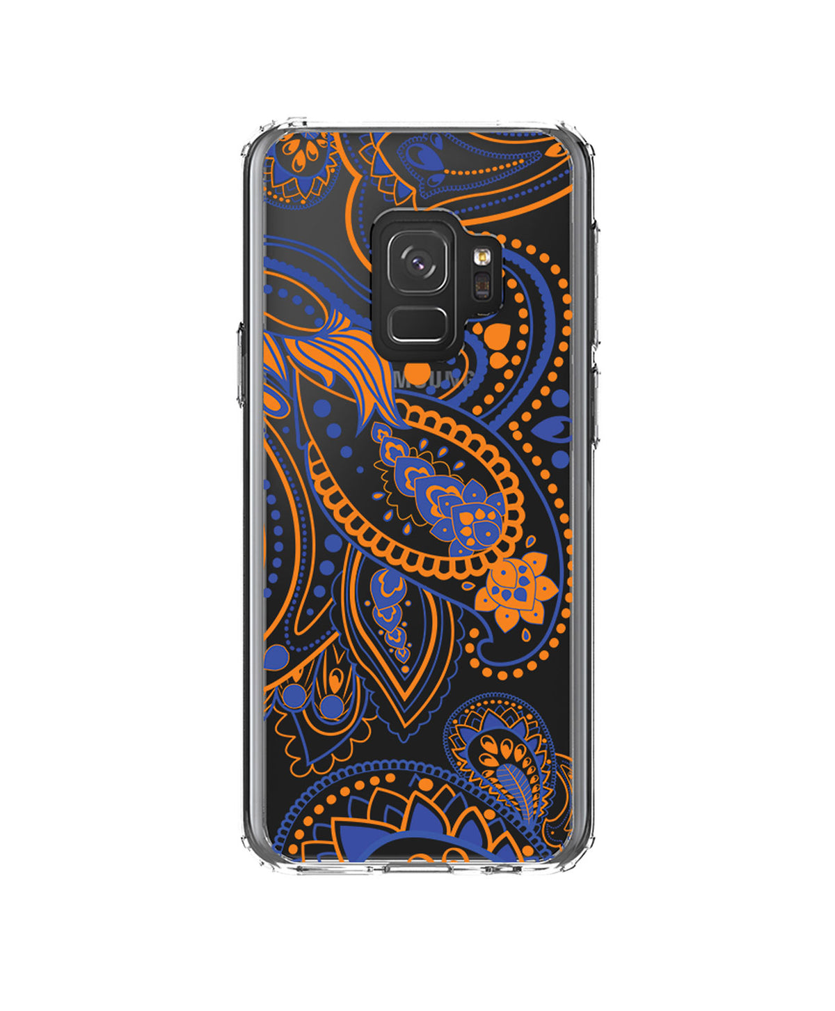 Orange and Blue Paisley Clear Shockproof iPhone Case, view 19