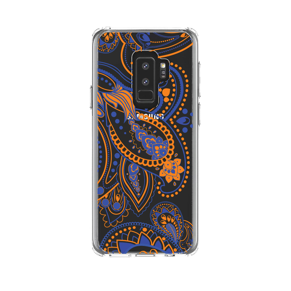 Orange and Blue Paisley Clear Shockproof iPhone Case, view 20