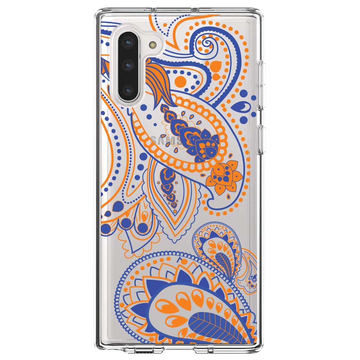 Orange and Blue Paisley Clear Shockproof iPhone Case, view 9