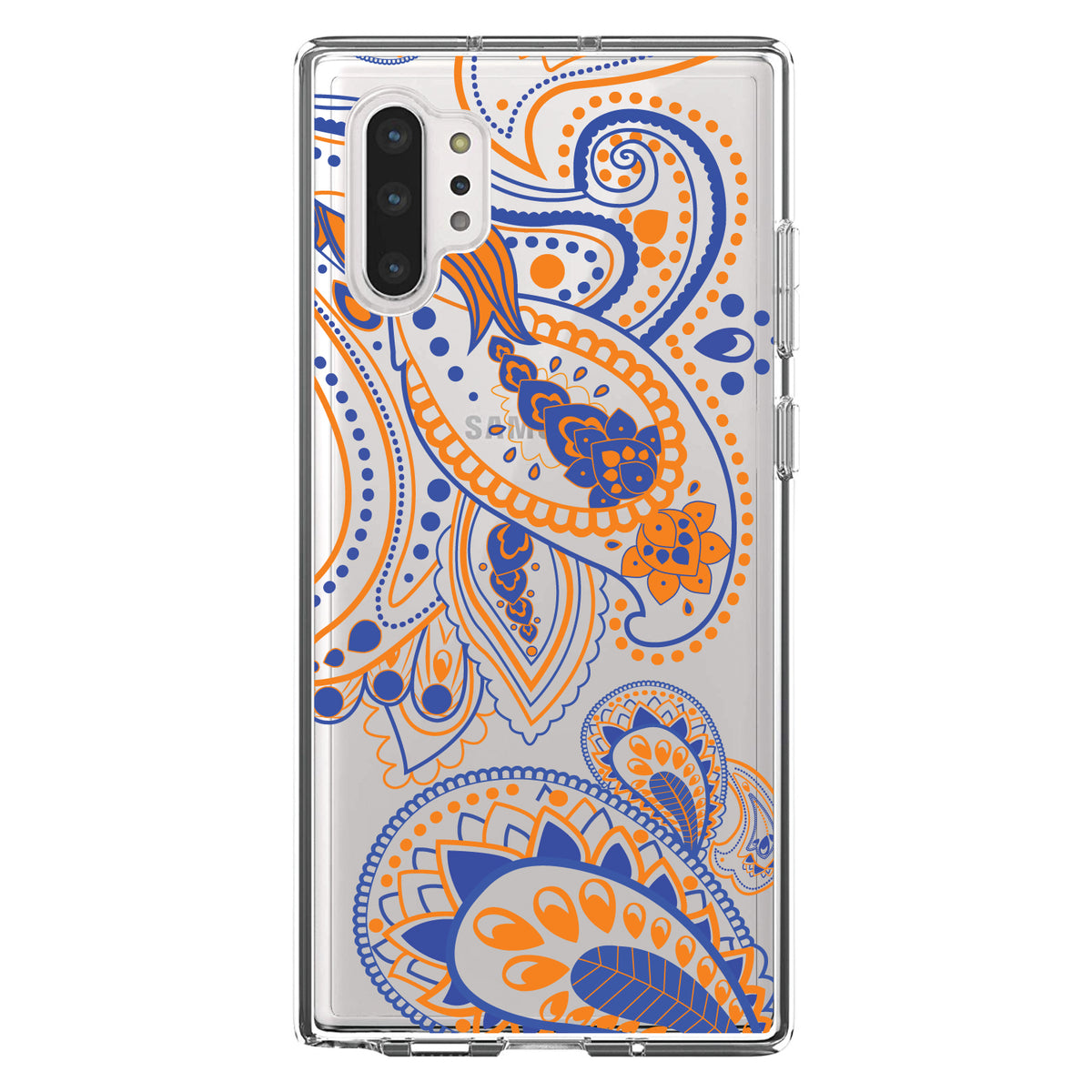 Orange and Blue Paisley Clear Shockproof iPhone Case, view 10